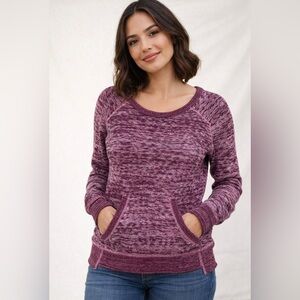 Free People Sweater Size XS Oversized Knit Maroon Scoop Neck